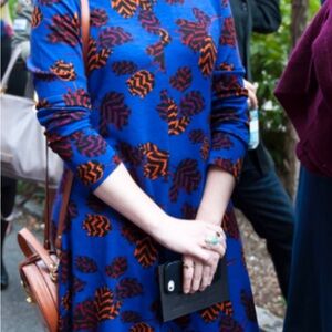 Marc by Marc Jacobs, Elegant purple A-Line Dress with Cuffed Long Sleeves